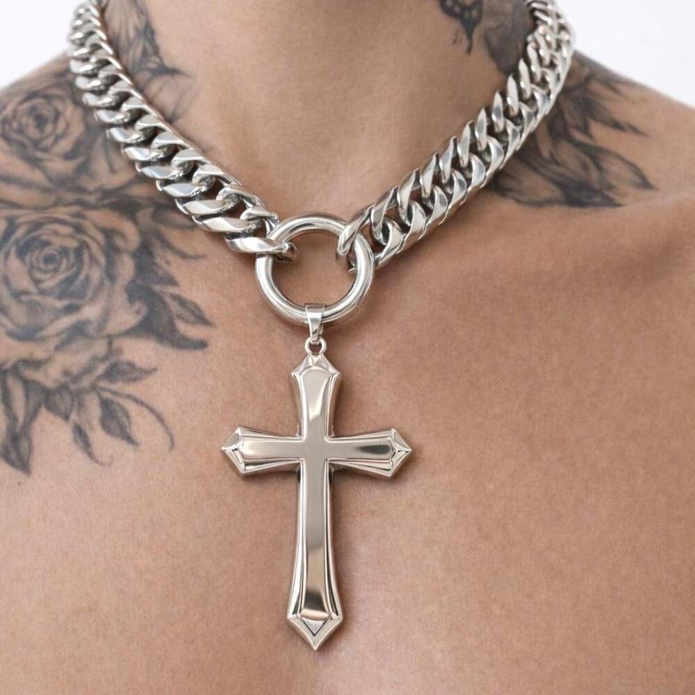 Silver Cross Necklace With Chain 4 D 61
